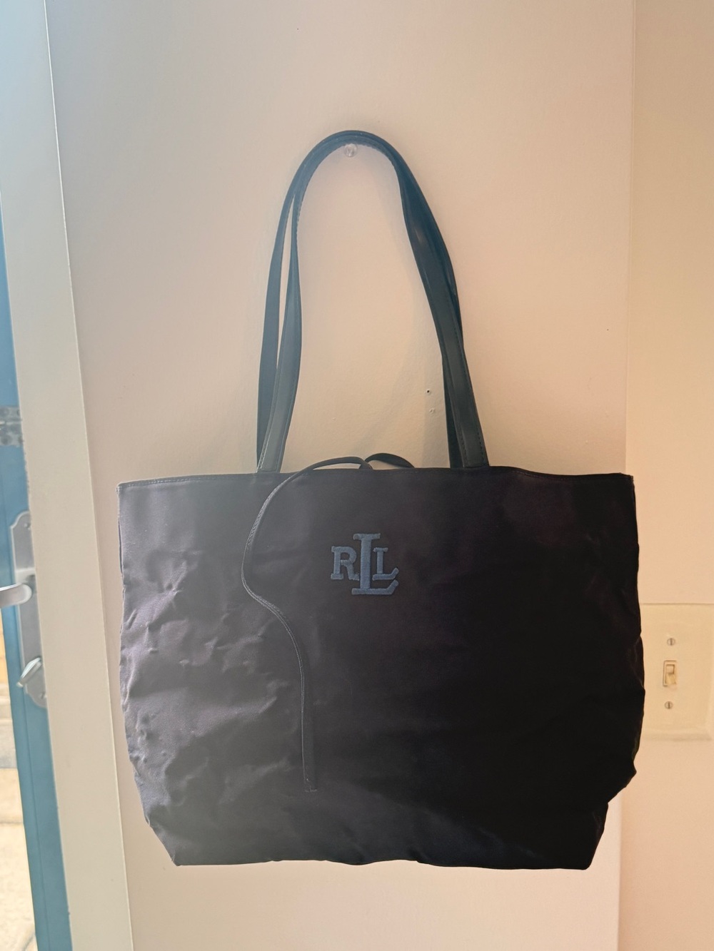 Ralph Lauren Black Nylon RLL Logo Tote